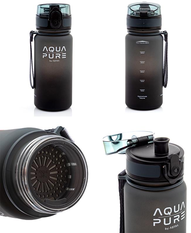 BIDON AQUA PURE BY ASTRA 400 ML - GREY/BLACK