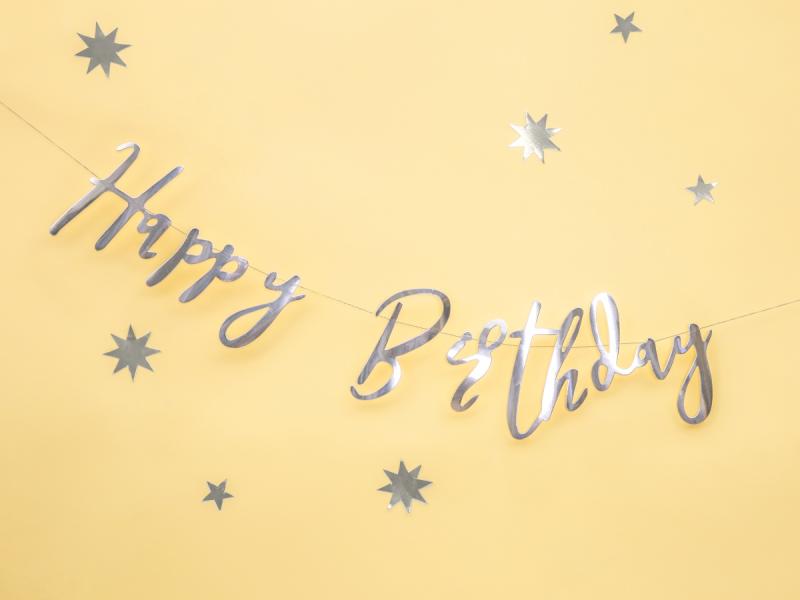 BANER HAPPY BIRTHDAY SREBRNY 62CM