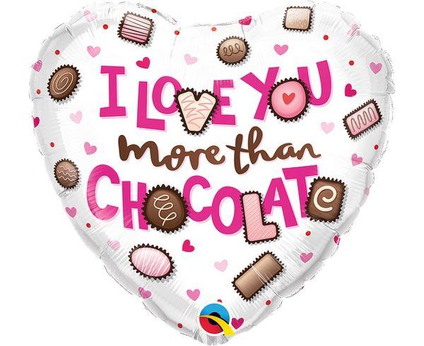 BALON FOLIOWY 18' QL HRT I LOVE YOU MORE THAN CHOCOLATE