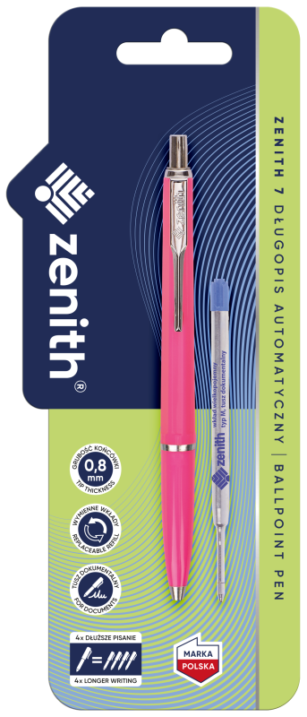 DŁUGOPIS AUTOMATYCZNY ZENITH 7, FLUO + WKŁ.BLISTER