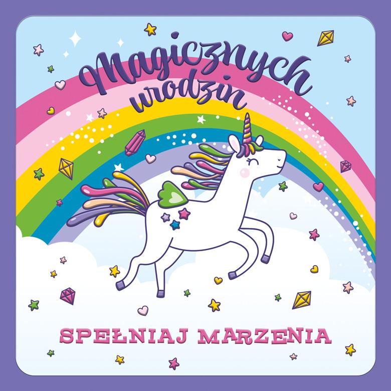 KARNET KWADRAT NEON UNICORN TĘCZA