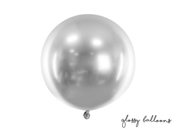 BALON OKRĄGŁY GLOSSY SREBRNY 60CM