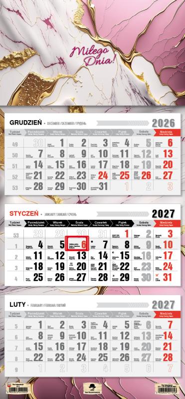 KALENDARZ TRÓJDZIELNY KT-1 PŁASKA GŁÓWKA 2027