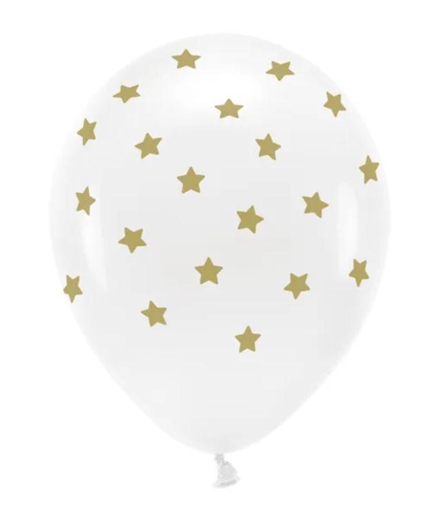 BALONY ECO 33 CM PASTELOWE GWIAZDKI BIAŁE