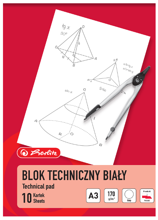 BLOK TECHNICZNY A3/10 HERLITZ 170G BIAŁY