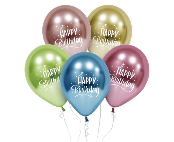 BALONY BEAUTY&CHARM HAPPY BIRTHDAY PLATYNOWE 12'/ 5SZT