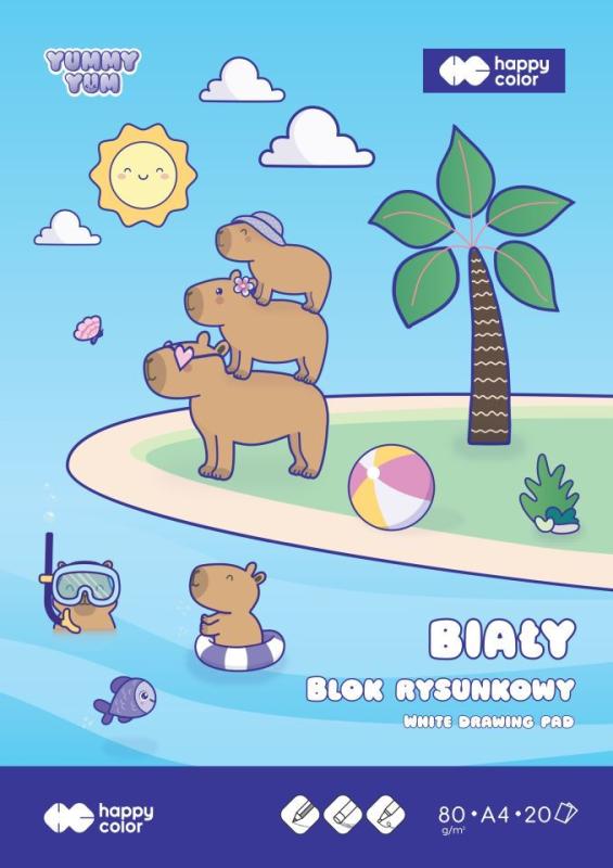 BLOK RYSUNKOWY A4/20 BIAŁY 80G KAPIBARA YUMMY YUM HAPPY COLOR