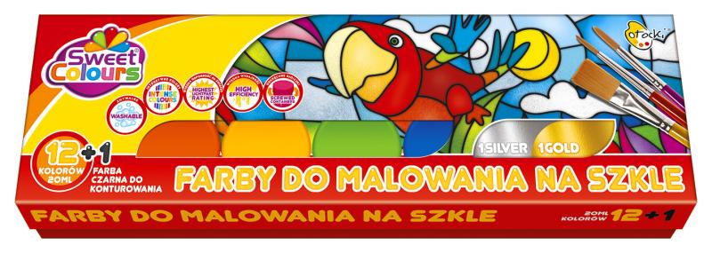 FARBY 12+1 DO MALOWANIA NA SZKLE 20ML OTOCKI