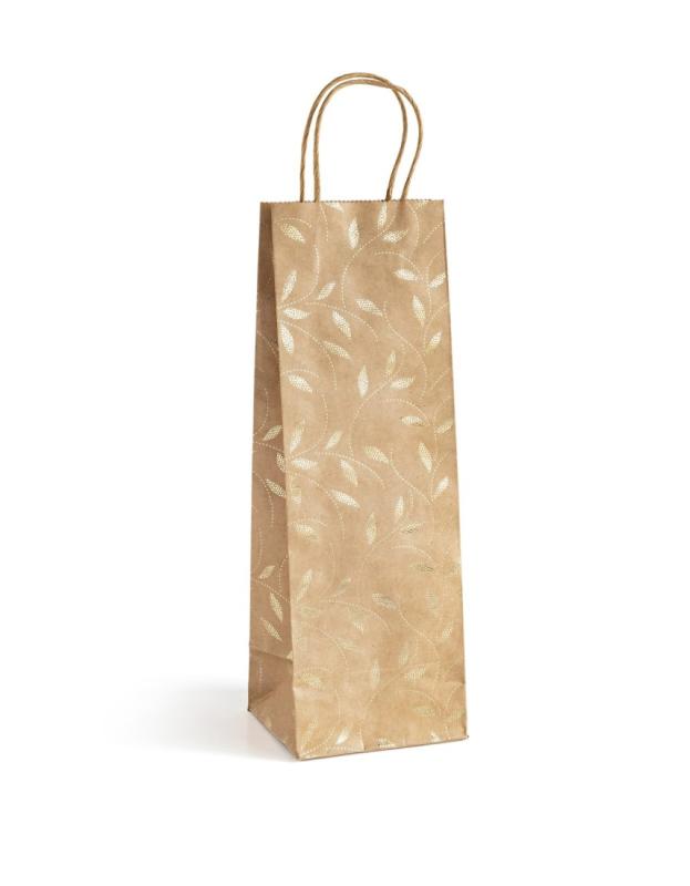TOREBKI PAPIEROWE KRAFT ZŁOTE LIŚCIE B 35x10x12, 5szt./op.