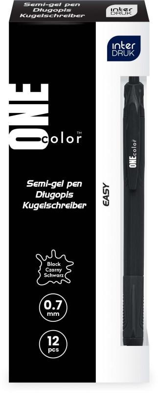 DŁUGOPIS AUTOMATYCZNY CZARNY Z GRIPEM ONE COLOR A/12
