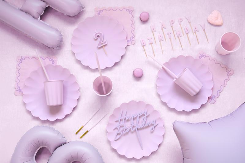TOPPER AKRYLOWY NA TORT HAPPY BIRTHDAY FIOLETOWY 16.5CM