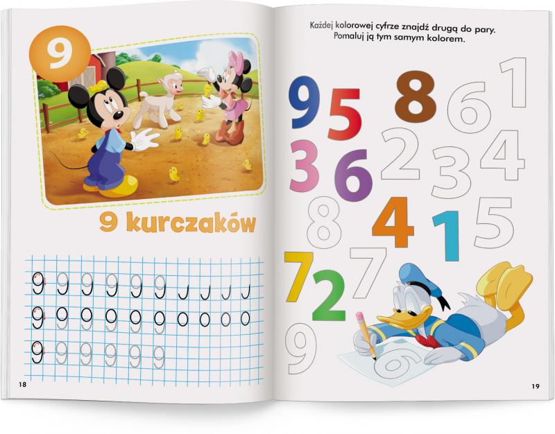 KSIĄŻECZKA DISNEY UCZY MIKI/DONALD ĆWICZENIA Z NAKLEJKAMI CYFRY