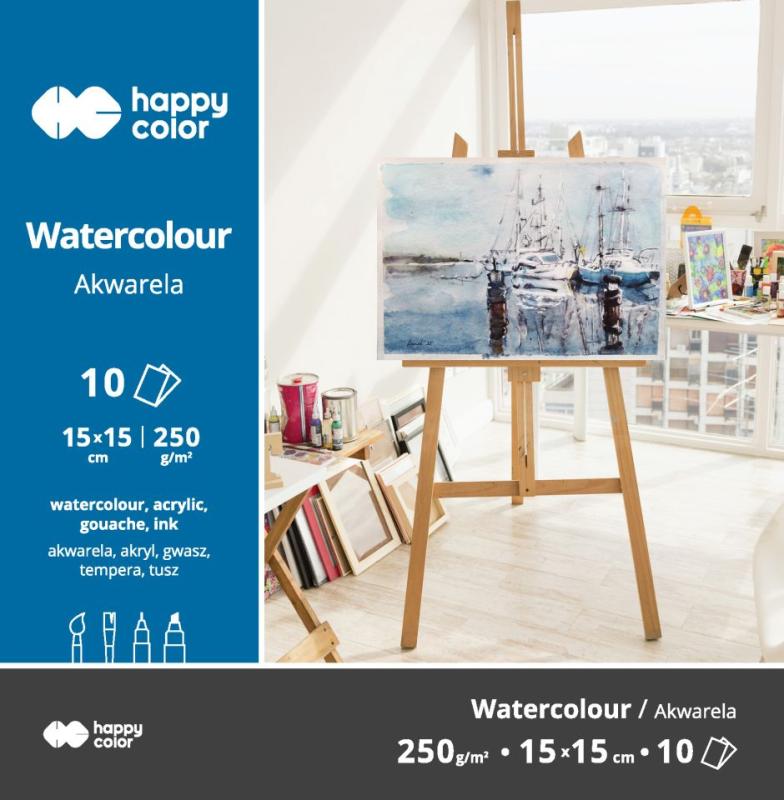BLOK AKWARELOWY, ART.15X15, 10 ARK 250g, Happy Color