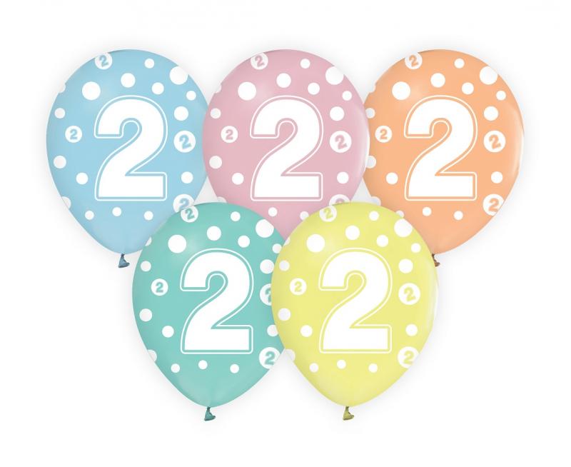 BALONY Z CYFRAMI: 2, 12'/ 5 SZT.