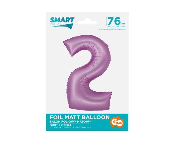 BALON FOLIOWY SMART CYFRA 2 LAWENDA MAT 76CM