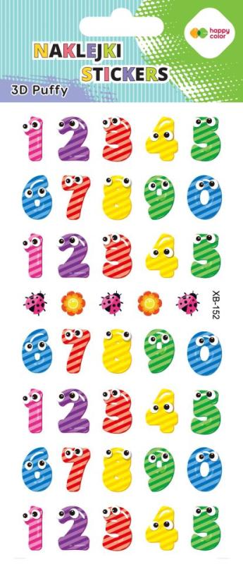 NAKLEJKI 3D PUFFY-HAPPY NUMBERS 9,5CMX22CM HAPPY COLOR