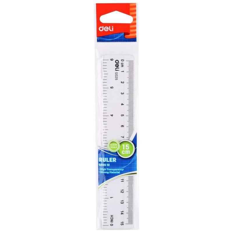 LINIJKA 15CM PRZEŹROCZYSTA DELI