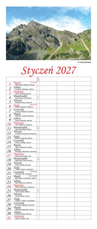 KALENDARZ NOTATNIKOWY N 2027