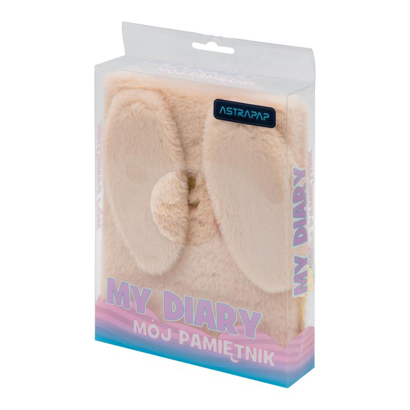 PAMIĘTNIK Z KŁÓDKĄ ASTRAPAP FLUFFY BUNNY A5 96 BEIGE