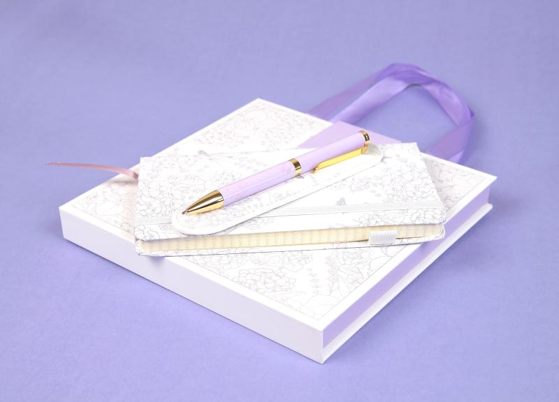 ZESTAW DŁUGOPIS + NOTES + ETUI PREMIUM FIOLETOWY