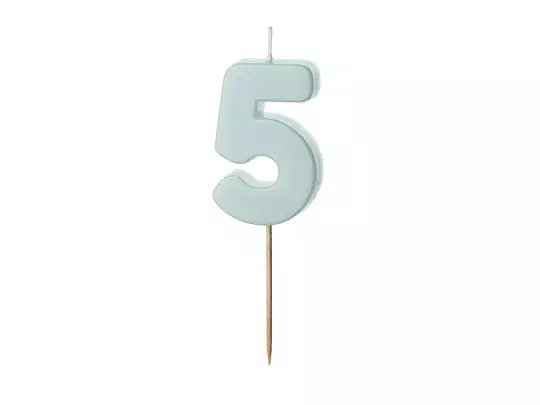 ŚWIECZKA URODZINOWA CYFERKA 5, JASNY NIEBIESKI, 5.5 cm