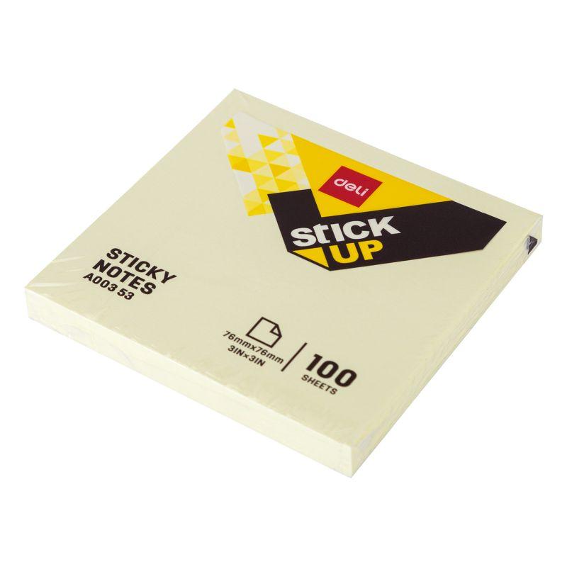 NOTES SAMOPRZYLEPNY 76X76MM 100 KARTEK ŻÓŁTY DELI