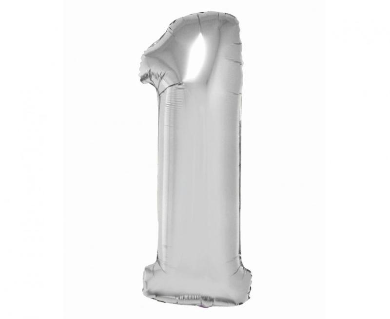 BALON FOLIOWY SMART CYFRA 1 SREBRNA 76CM