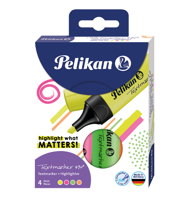 ZAKREŚLACZE PELIKAN 490 ETUI 4 SZT