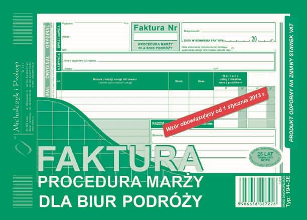 DRUK M F-RA PROC.MARŻY DLA BIUR PODRÓŻY A5