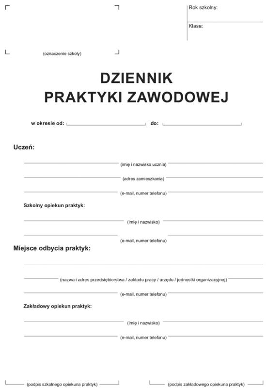 DRUK M DZIENNIK PRAKTYKI ZAWODOWEJ A5