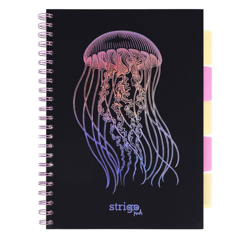 KOŁOZESZYT A4/100# GŁĘBINY MEDUZA CZARNY 80G STRIGO
