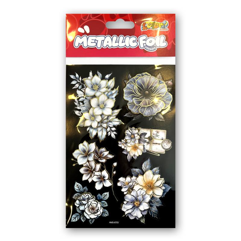 NAKLEJKI METALLIC FOIL HMS-6703 FLOWERS III PENMATE KOLORI