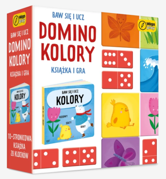 BAW SIĘ I UCZ. DOMINO KOLORY PUZLLE BANER