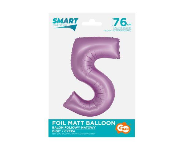 BALON FOLIOWY SMART CYFRA 5 LAWENDA MAT 76CM