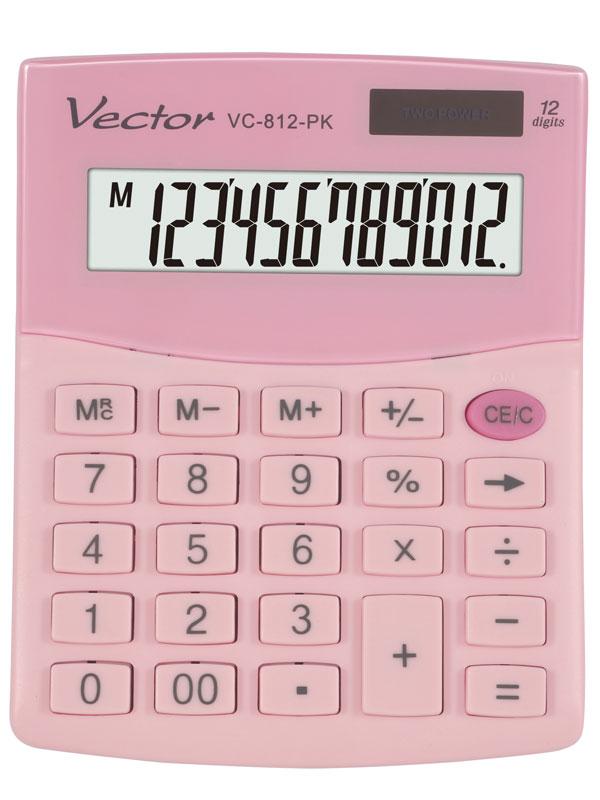 KALKULATOR VECTOR VC-812 12POZ GN,LB,PK MIĘTOWY, JASNO NIEBIESKI, RÓŻOWY
