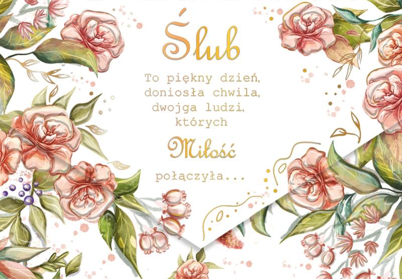 KARNET KOPERTA A5 ŚLUB RÓŻA
