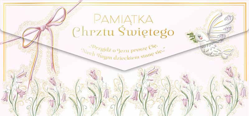 KOPERTA CHRZEST GOŁĄB RÓŻOWY