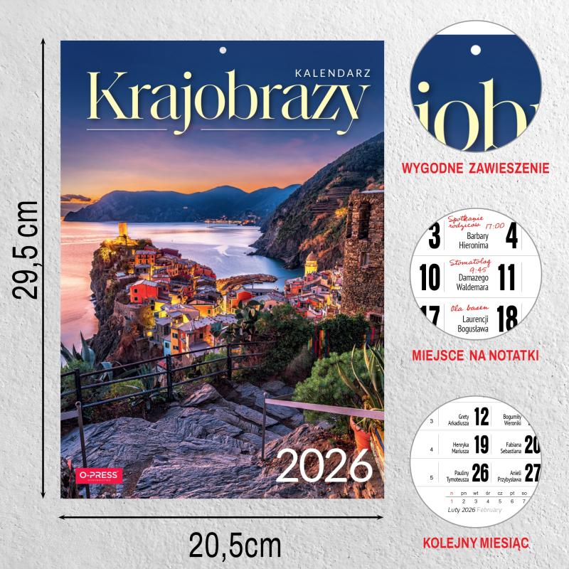 KALENDARZ ŚCIENNY A4 KRAJOBRAZY AREX