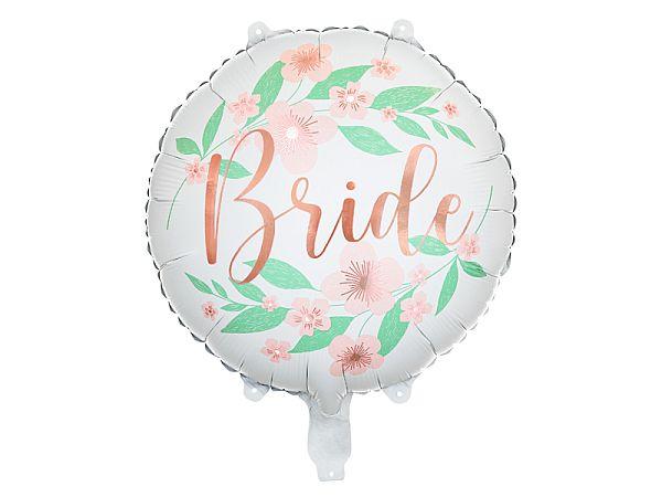 BALON FOLIOWY BRIDE KWIATY 45CM BIAŁY