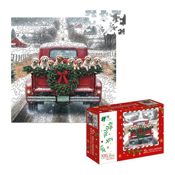 PUZZLE DREWNIANE 250 CHRISTMAS PODRÓŻUJĄCE PSY # ŚWIĘTA