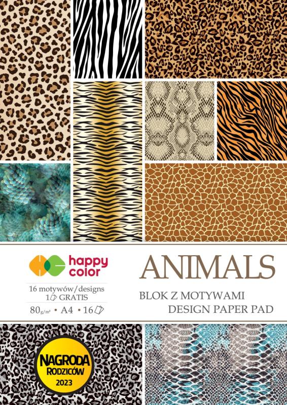 BLOK Z MOTYWAMI A4/16 ANIMALS WILD 80G 32 MOTYWY GDD