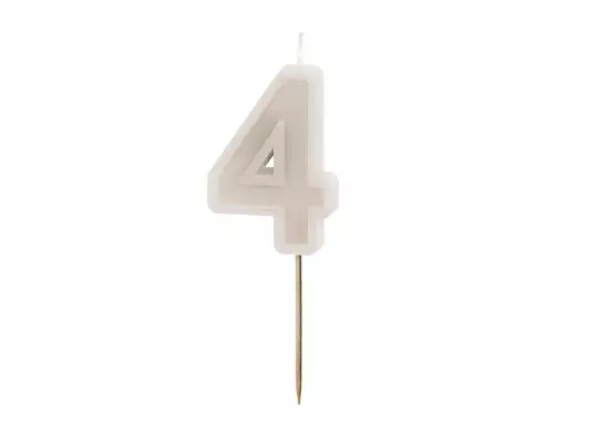 ŚWIECZKA CYFERKA 4 BEŻOWA 6CM