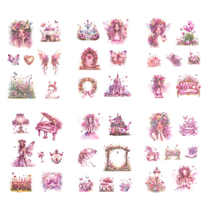 NAKLEJKI POŁYSKUJĄCE PET WRÓŻKI 6 ARKUSZY PINK