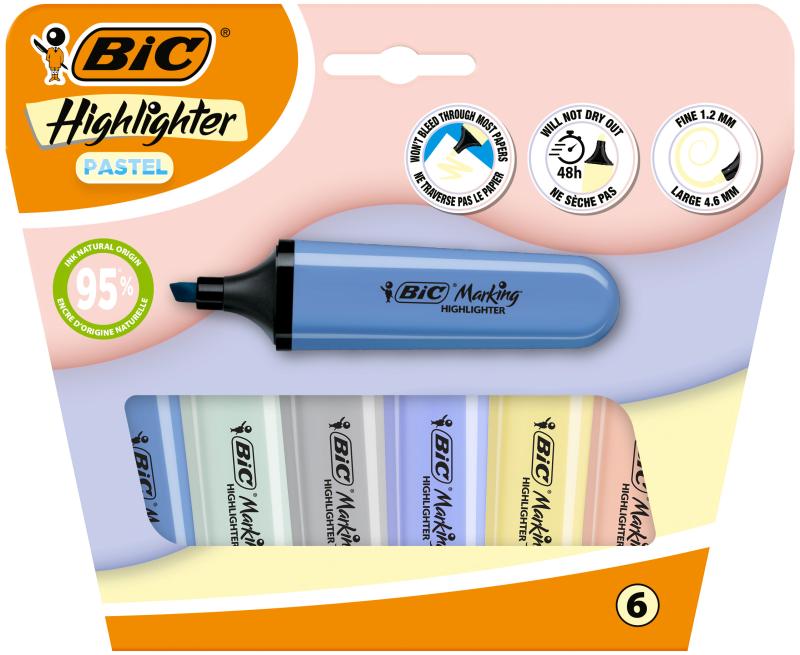 ZAKREŚLACZ BIC FLAT MINER MIX PASTEL A6