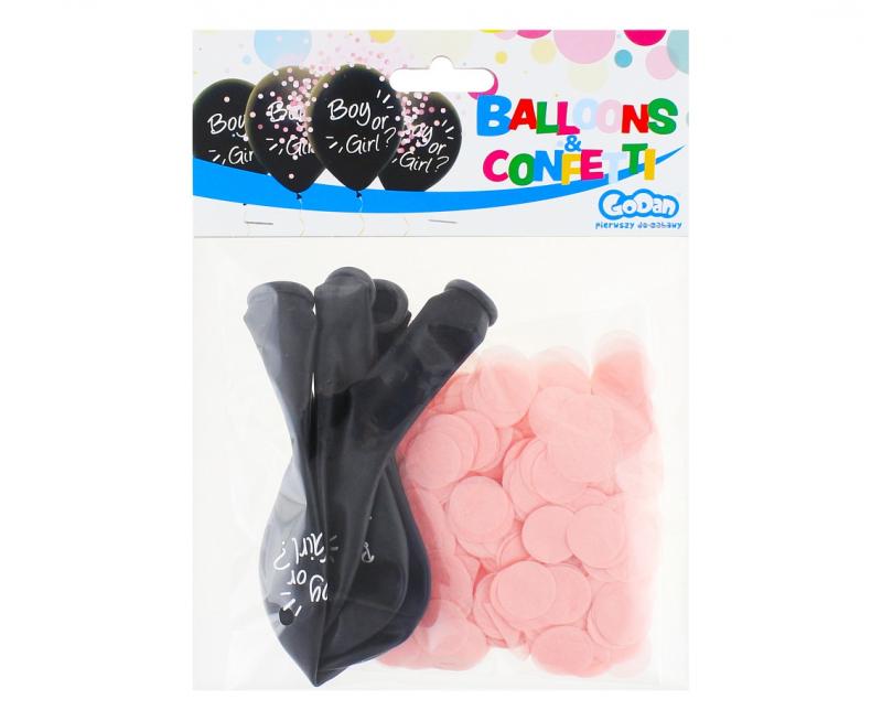 BALON HELIUM FORMULA,BOY OR GIRL RÓŻOWE KONFETTI 12 A4