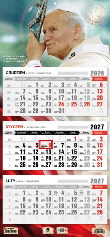 KALENDARZ TRÓJDZIELNY KT-1 PŁASKA GŁÓWKA 2027