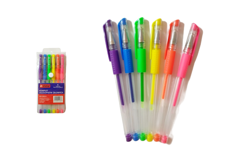 DŁUGOPIS ŻELOWY 6 KOL.FLUO