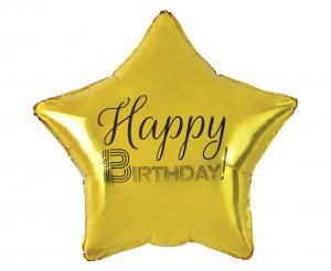 BALON FOLIOWY HAPPY BIRTHDAY GWIAZDA ZŁOTA 19