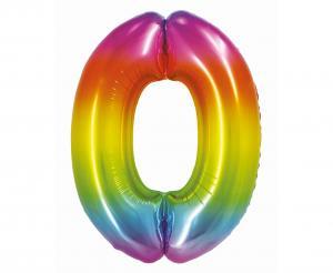 BALON FOLIOWY SMART 0 TĘCZOWY 76CM
