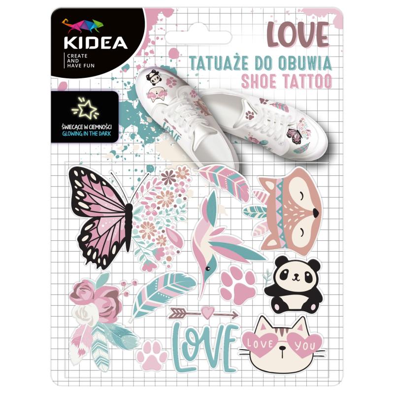 TATUAŻE NA PRZEDMIOT DO OBUWIA ŚWIECĄCE W CIEMNOŚCI LOVE KIDEA